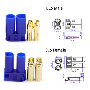 Комплект разъемов Amass EC2 EC3 EC5 (штекер/гнездо) для RC-аккумуляторов, клеммы типа «пуля», адаптеры для пайки, разъемы типа «банан», для печатных плат, 500В 15А - Product Image 5