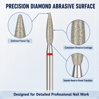2.3*10mm Flamme Forme Diamant Nail Bit Manucure Pédicure Outils pour Cuticule Propre Instrument Blister Emballage Nail Drill Bit