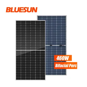Bluesun Panel surya 460W bi-facial Kelas A Mono Perc setengah sel Panel surya 460W 550W US gudang promosi semua hitam