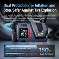 WOSEN Démarreur de secours tout-terrain et gonfleur de pneus, pompe à air rechargeable étanche, pression maximale 150 PSI, faible bruit, batterie externe en plastique