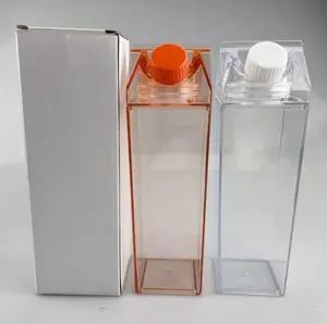32 온스 17 온스 BPA 무료 500ml 1000ml 플라스틱 핑크 투명 컬러 아크릴 우유 상자 판지 모양의 물병