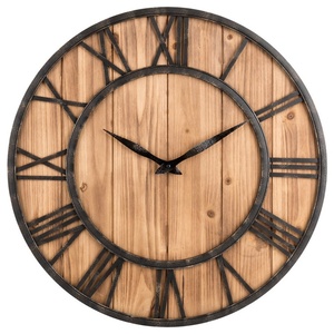 24 "60cm Oldtown Industrial extra Large rustica struttura in metallo bronzo naturale con tinta unita in legno Vintage decorazione <span class=keywords><strong>da</strong></span> parete <span class=keywords><strong>orologio</strong></span> - Product Image 1