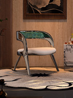 Fauteuil moderne de luxe en fibre de verre, finition chromée créative, fauteuil incurvé rembourré pour villa, hôtel, salon