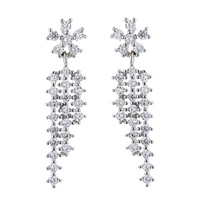 Joyería S925 plata esterlina circón nieve Stud pendientes temperamento borla pendientes Micro - Set orejas de diamante
