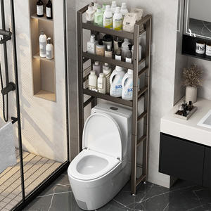 Étagère de salle de bain minimaliste en métal, 3 niveaux, autoportante, pour l'espace des toilettes, design rectangulaire, taille standard - Product Image 5