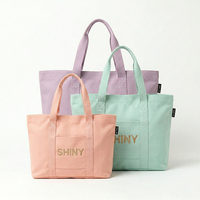 Sac fourre-tout en toile robuste avec logo personnalisé SHINY, poignée en sangle continue et poche avant pour le commerce de détail, les voyages et les trajets quotidiens