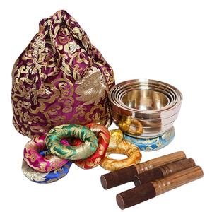 ชุดชามร้องเพลงทิเบตงานทำมือทำมือทำจากโลหะพร้อมไม้ตี & เบาะสำหรับสวดมนต์และนั่งสมาธิ - Product Image 1