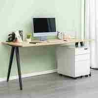 Meja Kantor Desain Modern Furnitur Dasar Hitam Atas Kayu Meja Komputer Kantor Eksekutif Modern