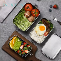 Boîte à lunch bento rectangulaire en acier inoxydable 304 INOXICON, étanche, durable et réutilisable, pour la conservation de la fraîcheur, facile à nettoyer