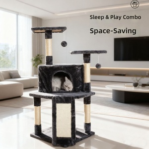 Arbre à <span class=keywords><strong>chat</strong></span> multi-niveaux avec poteau à gratter en corde de sisal de 3 mm et condo pour <span class=keywords><strong>chat</strong></span> en panneau de particules E1 pour grands chats, <span class=keywords><strong>empreinte</strong></span> compacte - Product Image 2