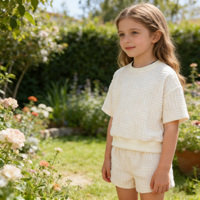 Ensemble bébé unisexe en tissu éponge d'été, haut à manches courtes avec short confortable, tenues pour enfants