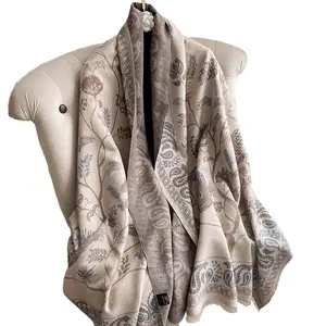 Лидер продаж, мягкая теплая Женская шаль в этническом стиле с узором пейсли, шаль из пашмины, пончо, накидка, шарф