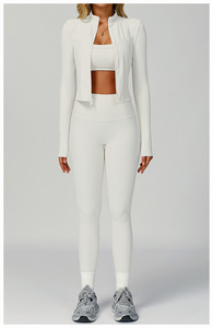 All'ingrosso Leggings Hot Yoga e da corsa reggiseno sportivo con cerniera giacche Yoga Set Activewear abbigliamento sportivo donna Worksout Set da donna - Product Image 2