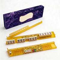 Règle de Mahjong portable en acrylique transparente avec design flottant, accessoire de jeu de table avec emballage en boîte colorée
