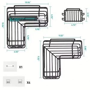 Lot de 2/3/4/5 étagères de douche adhésives en acier inoxydable sans perçage, organisateur de rangement d'angle, support de douche à suspendre sur la porte - Product Image 5