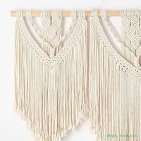 Tapisserie murale en macramé de grande taille OEM, style bohème, tissée en tissu 100% coton, avec franges, beige, décoration chic et moderne