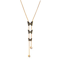 Collier papillon noir et blanc tendance, collier en acier inoxydable doré pour femmes, collier papillon polyvalent tendance