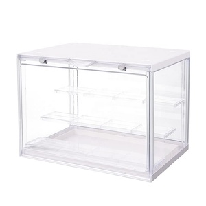 Vitrine d'exposition en acrylique LED sans fil, empilable, transparente, anti-poussière, avec porte magnétique pour figurines d'action - Product Image 1