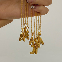 Collares con Colgante de Letras del Alfabeto de Acero Inoxidable Chapado en Oro de 18K, Resistentes al Agua, Clásicos, con Cadena de Eslabones Personalizada con Nombre, Regalo