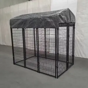 Caseta de malla de alambre soldado para perro, jaula exterior negra para mascotas, 2022