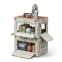 Boîte de rangement extérieure empilable à 2 niveaux en plastique avec couvercle pour le stockage de boissons et le camping