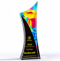 3d cristal trophée carré sablage trophée en cristal Personnalisé de conception spéciale en gros feu flamme en forme de trophée en verre de cristal