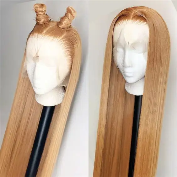 Trio hair pre plucked hd transparent Honey Blonde Lace Front Wigs #27 Straight Human Hair Wigs 180% Density Wigs For Black Women