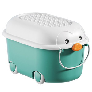 Boîte à jouets style canard à tirer avec couvercle de bloc de construction bac de rangement roulant avec poignée de roues et dessus de puzzle pour Lego Duplo - Product Image 6