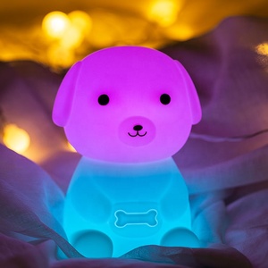 Colorful Silicone Sensor LED Night Light Cute Puppy Remote <strong>Control</strong> Veilleuse for Baby Friendship Touch Switch Battery Night - Product Image 1