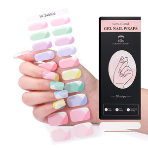 100% véritable vernis à ongles autocollant français <span class=keywords><strong>manucure</strong></span> été Styles <span class=keywords><strong>couleur</strong></span> unie Nail Art Gel bande - Product Image 5