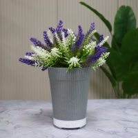 Diffuseur d'arômes créatif à rayures blanches en forme de pot avec fleur de lavande, diffuseur d'huiles essentielles ultrasonique USB pour chambre et bureau