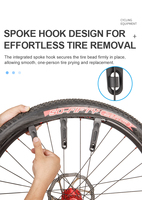 GEWAGE GE-603 Démonte-pneu de vélo en fibre de nylon renforcée avec crochet pour rayons, outil de réparation pour VTT et vélo de route, outil de cyclisme