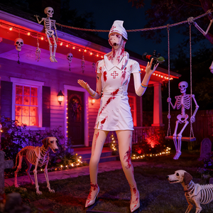 Poupée robotique d'horreur, fille <span class=keywords><strong>zombie</strong></span>, infirmière sanglante pour Halloween, idéale pour les maisons hantées - Product Image 2