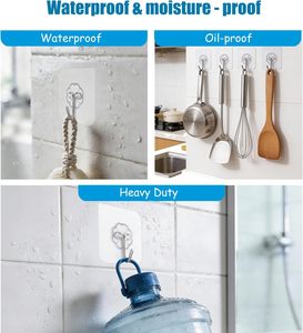Wholesale Hot Selling Non-trace Strong Adhesive Non-punching Transparent <b>Wall</b> Hooks Magic for Coat Kitchen Bathroom or Door Use - Product Image 3