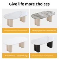 Table basse ovale de salon, couleur crème, haut de gamme, fabriquée au Guangdong, pour petit appartement, style français, nouveau style, usage domestique, blanche