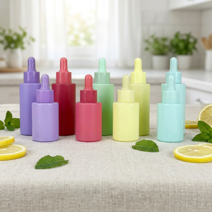 Botellas de Vidrio con Gotero en Color Pastel Macaron con Logotipo Personalizado al por Mayor, Frascos de Suero Brillantes de Color para Esencia Facial y Aceite Esencial - Product Image 1