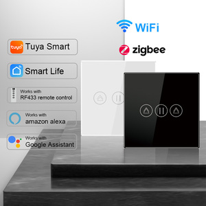Interruptor Inteligente WiFi Tuya para Cortinas, Panel Táctil EU/UK, Control Remoto RF433, Interruptor para Persianas Enrollables, Control por Voz con Alexa y <span class=keywords><strong>Google</strong></span> Home - Product Image 1