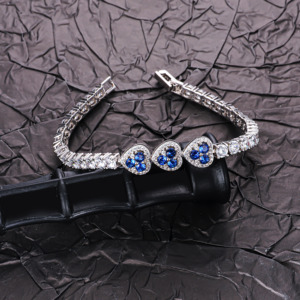 Pulsera de Cadena Tipo Tenis con Forma de Corazón para Mujer, Chapada en Oro de 14k y Plata, con Circonitas Cúbicas, para Bodas - Product Image 4