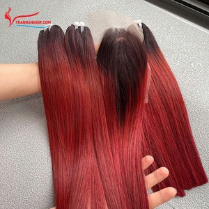 Paquet de trame droite d'os de couleur ombrée extensions de cheveux humains remy vietnam crus - Product Image 2