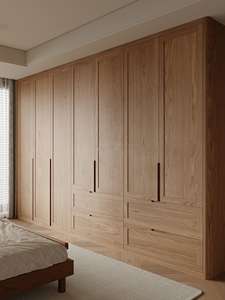 خزانة ملابس مدمجة من خشب البلوط - تصميم بسيط على الطراز الاسكندنافي مع مقابض مدمجة لغرفة النوم - Product Image 1