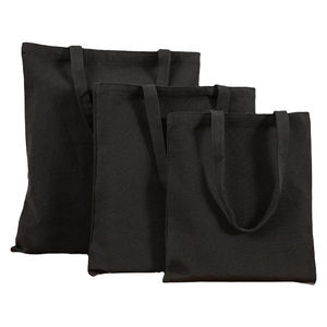 Bolsa de Compras de Lona Negra Sublimada de Alta Calidad, con Logotipo Impreso Personalizado, Reutilizable, Bolsa de Lona de Algodón Lisa - Product Image 1