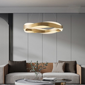 Nuovo soggiorno in acciaio inox creativo acrilico circolare anello d'<span class=keywords><strong>oro</strong></span> luce pendente con acrilico e <span class=keywords><strong>oro</strong></span> - Product Image 4