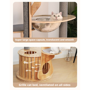 Phong Cách Đơn Giản Top Mèo Tổ Leo Khung Thân Thiện Với Môi Gỗ Mèo Cây Cho Gia Đình Cho Bất kỳ Phong Cách Trang Trí - Product Image 4