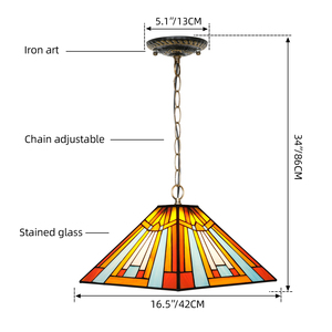 Lampada a Sospensione Tiffany, Illuminazione Pendente Antica in Vetro Colorato per Isola Cucina, Sala da Pranzo, Studio - Product Image 6