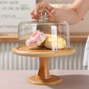 Présentoir de <span class=keywords><strong>table</strong></span> à dessert haut <span class=keywords><strong>pied</strong></span> avec couvercle en <span class=keywords><strong>verre</strong></span> anti-poussière <span class=keywords><strong>Plateau</strong></span> à collation occidental pour servir des gâteaux, des plats et des assiettes - Product Image 1