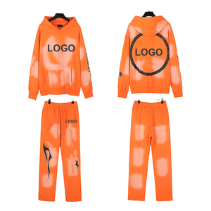 Conjunto de Sudadera con Capucha y Pantalones para Hombre, Corte Holgado, Forrado, Bordado Personalizado, con Bolsillo, Tela de Velour Impermeable - Product Image 1