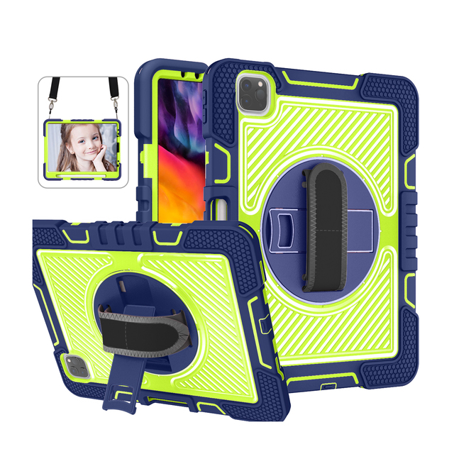 Hot Selling 360 Rotating Stand iPad Cover Case with Hand and Shoulder Strap for iPad 10.2 7th 8th 9th Generation