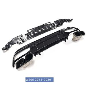 Diffuseur de pare-chocs arrière <span class=keywords><strong>prix</strong></span> usine W205 avec tuyau d'échappement pour <span class=keywords><strong>Mercedes</strong></span> classe C W205 <span class=keywords><strong>C63</strong></span> noir brillant Kit de carrosserie de diffuseur de Style AMG - Product Image 3
