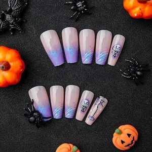 Nueva llegada <span class=keywords><strong>Halloween</strong></span> calavera araña diseño medio ataúd <span class=keywords><strong>uñas</strong></span> postizas <span class=keywords><strong>Halloween</strong></span> acrílico prensa <span class=keywords><strong>uñas</strong></span> para dedos ABS al por mayor - Product Image 4