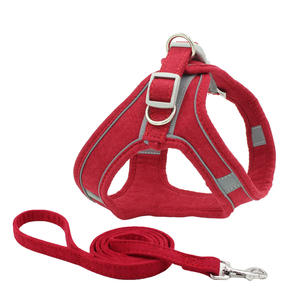 Tali Kekang Hewan Peliharaan Suede, Tali Dada Rompi Anjing Kecil <span class=keywords><strong>Harness</strong></span> Kucing Bernapas Reflektif - Product Image 2